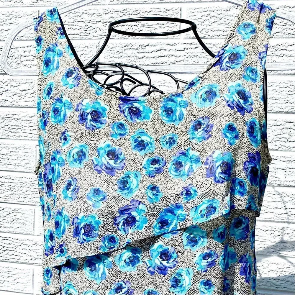 SACRED THREADS BOHO SYMMETRICALLY LAYERED FLORAL DRESS S/M NWT